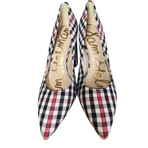 Sam Edelman Halston Heel in Shepherds Plaid Block Heels Pointed Toe Size 7.5 - Picture 6 of 8